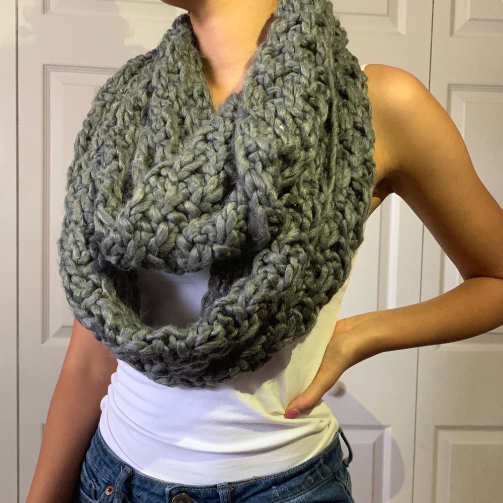 Grey Knitted Infinity Scarf